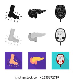 Vector design of diet and treatment  icon. Set of diet and medicine stock vector illustration.