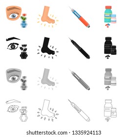 Vector design of diet and treatment  icon. Set of diet and medicine stock symbol for web.