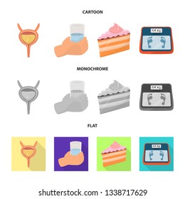 Vector design of diet and treatment  icon. Set of diet and medicine stock vector illustration.