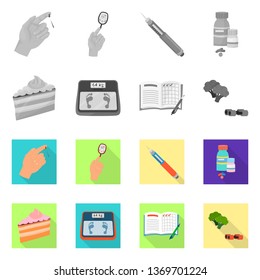 Vector design of diet and treatment  icon. Collection of diet and medicine vector icon for stock.