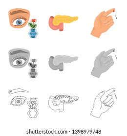 Vector design of diet and treatment  icon. Collection of diet and medicine stock symbol for web.