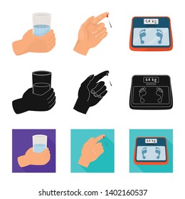 Vector design of diet and treatment  icon. Set of diet and medicine vector icon for stock.