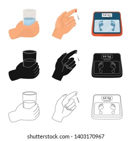 Vector design of diet and treatment  icon. Set of diet and medicine stock vector illustration.