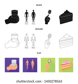 Vector design of diet and treatment icon. Collection of diet and medicine stock symbol for web.