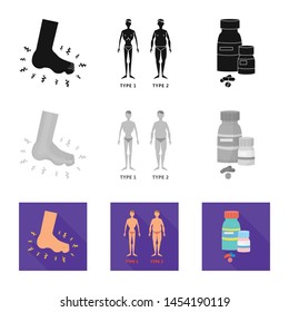 Vector design of diet and treatment icon. Set of diet and medicine stock vector illustration.