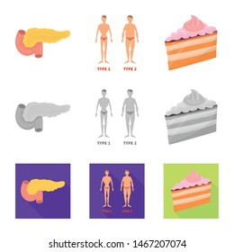 Vector design of diet and treatment icon. Set of diet and medicine stock vector illustration.