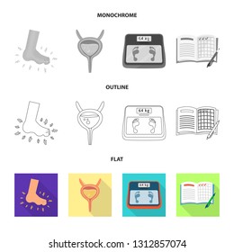 Vector design of diet and treatment  logo. Set of diet and medicine stock symbol for web.