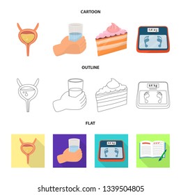 Vector design of diet and treatment  logo. Set of diet and medicine vector icon for stock.