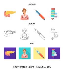 Vector design of diet and treatment  logo. Collection of diet and medicine vector icon for stock.