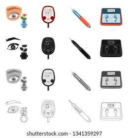 Vector design of diet and treatment  logo. Set of diet and medicine vector icon for stock.