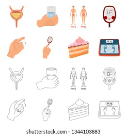 Vector design of diet and treatment  logo. Collection of diet and medicine stock vector illustration.