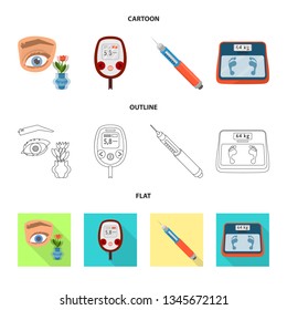 Vector design of diet and treatment  logo. Set of diet and medicine vector icon for stock.