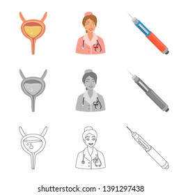 Vector design of diet and treatment  logo. Collection of diet and medicine vector icon for stock.