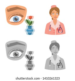 Vector design of diet and treatment  logo. Collection of diet and medicine stock vector illustration.