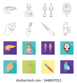 Vector design of diet and treatment logo. Set of diet and medicine vector icon for stock.