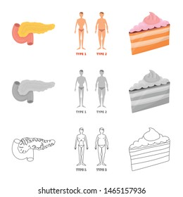 Vector design of diet and treatment logo. Collection of diet and medicine stock symbol for web.