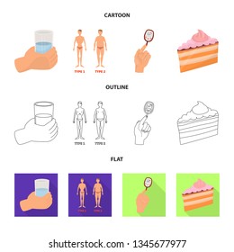 Vector design of diet and treatment  sign. Collection of diet and medicine stock vector illustration.
