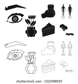 Vector design of diet and treatment  sign. Set of diet and medicine vector icon for stock.