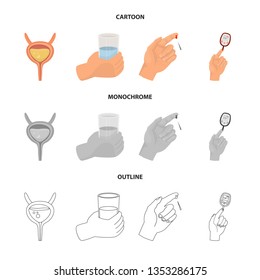 Vector design of diet and treatment  sign. Set of diet and medicine stock vector illustration.