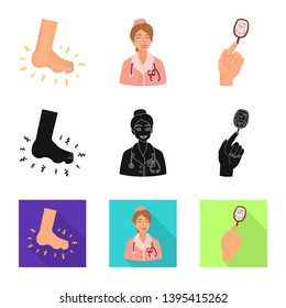 Vector design of diet and treatment  sign. Collection of diet and medicine vector icon for stock.