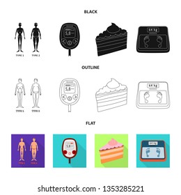 Vector design of diet and treatment  symbol. Set of diet and medicine vector icon for stock.