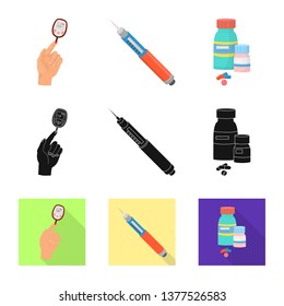 Vector design of diet and treatment  symbol. Set of diet and medicine vector icon for stock.