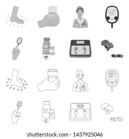 Vector design of diet and treatment symbol. Collection of diet and medicine stock vector illustration.