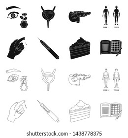 Vector design of diet and treatment symbol. Set of diet and medicine vector icon for stock.