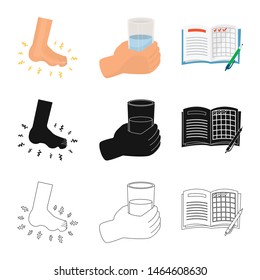 Vector design of diet and treatment symbol. Set of diet and medicine vector icon for stock.