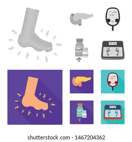 Vector design of diet and treatment symbol. Collection of diet and medicine vector icon for stock.