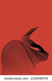 Vector design of  digital bull head on red background