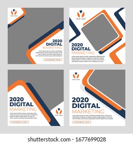 Vector design digital marketing square banner background