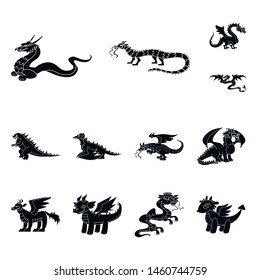 Vector design of dinosaur and history sign. Set of dinosaur and animal vector icon for stock.