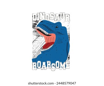 vector design of dinosaur with text outline and texture background