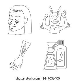 Vector design of disease and healthcare logo. Collection of disease and pain stock symbol for web.