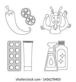 Vector design of disease and healthcare symbol. Collection of disease and pain stock vector illustration.