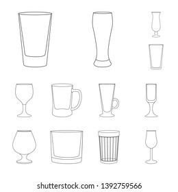 Vector design of dishes and container icon. Collection of dishes and glassware stock symbol for web.