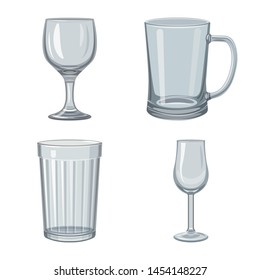 Vector design of dishes and container icon. Set of dishes and glassware vector icon for stock.