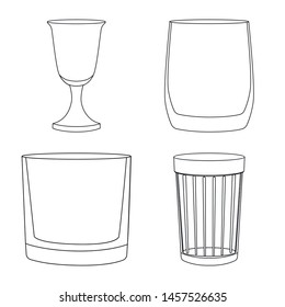 Vector design of dishes and container icon. Set of dishes and glassware stock symbol for web.