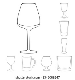 Vector design of dishes and container sign. Set of dishes and glassware vector icon for stock.