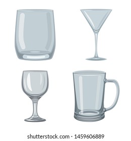 Vector design of dishes and container sign. Collection of dishes and glassware vector icon for stock.