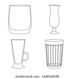 Vector design of dishes and container sign. Collection of dishes and glassware vector icon for stock.