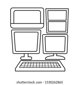 Vector design of display and pc icon. Web element of display and monitor stock vector illustration.