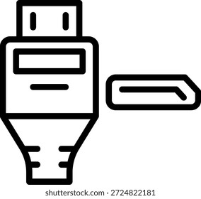 Estilo de ícone do cabo DisplayPort do design do vetor