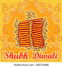 Vector design of Diwali decorated firecracker for light festival of India in Indian art style