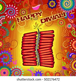Vector design of Diwali decorated firecracker for light festival of India in Indian art style