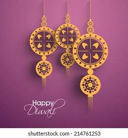 Vector Design For Diwali with hanging kandil.