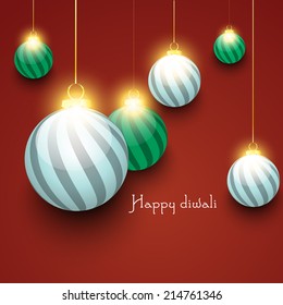 Vector Design For Diwali with hanging kandil.