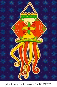 Vector design of Diwali hanging Lamp in Indian art style