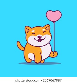 vector design of a dog carrying a love balloon